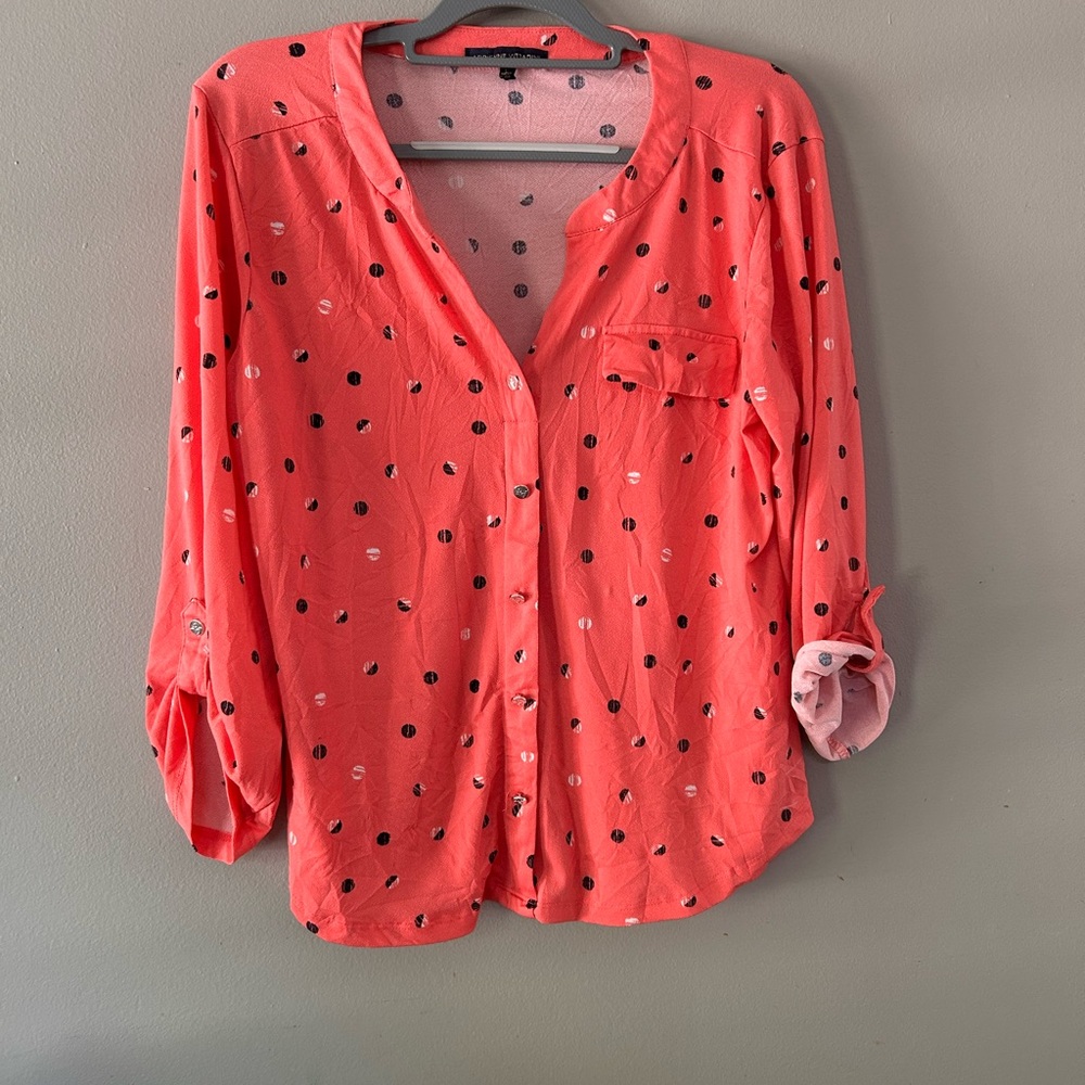 Coral Polka Dot Women's Top